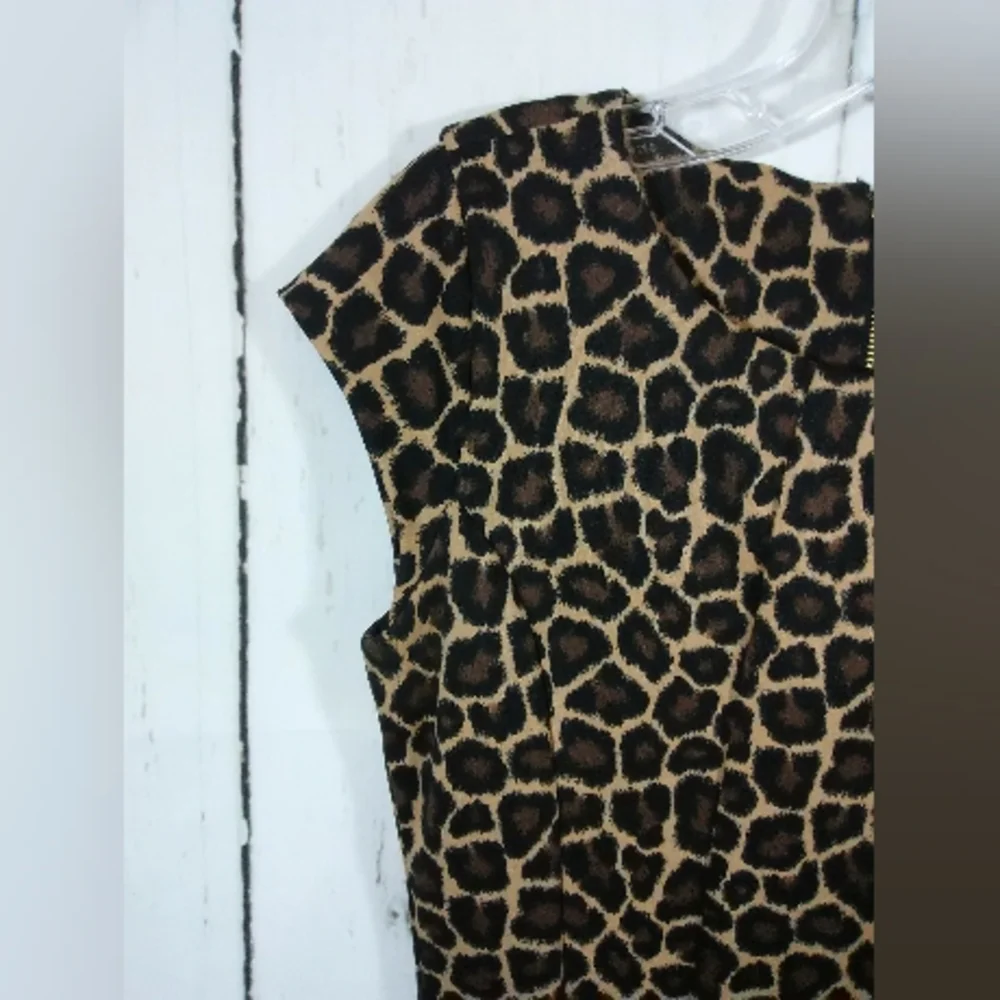 Michael Kors Dress Leopard‎ Animal Print Shift Swing Cap Sleeve Size 4